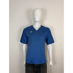 Vintage KOPA Soccer Jersey Blue Striped V-Neck Shirt Men's Size M